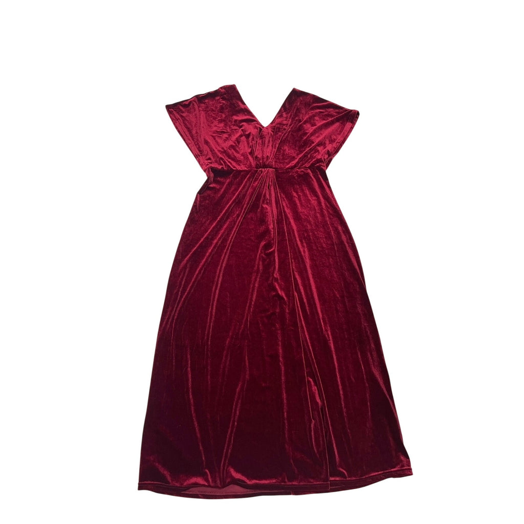 Velvet Rich Wine V-Neck Crossover Faux Wrap Dress SZ XL Elegant Wedding Cocktail