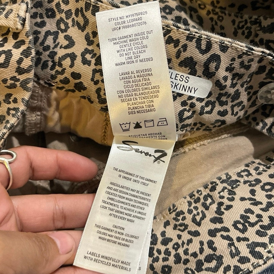 Seven7 Tummyless High Rise Stretch Leopard Print Skinny Jeans Pants SZ 10 Chic
