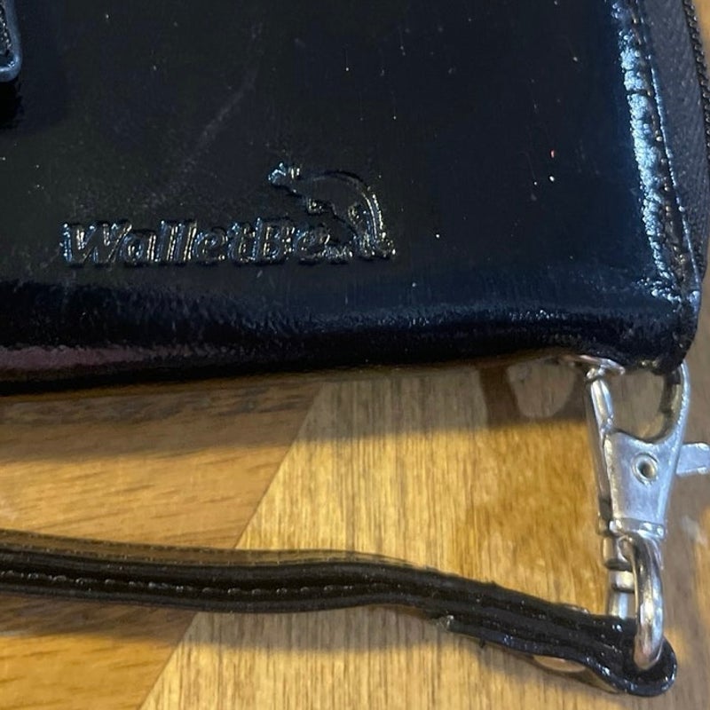 WalletBe Patent Leather Compact Zip Around Wallet Card Slots