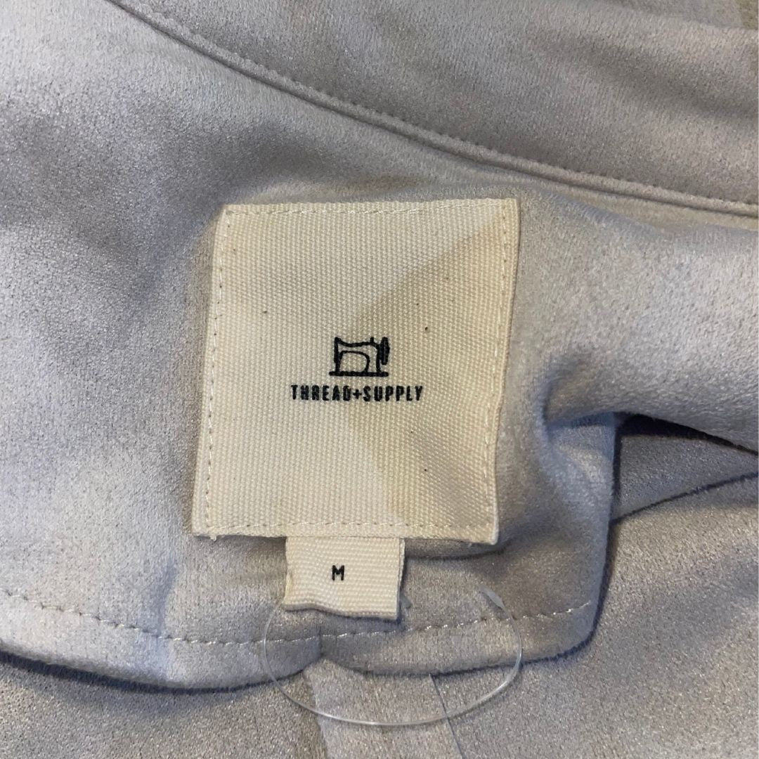 Thread & Supply Open Front Lightweight Faux Suede Jacket Tie Front SZ Large Chic