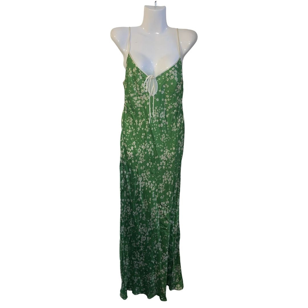 Rumored Daytona Green Ditsy Floral Maxi Dress Size Small Spaghetti Strap Summer