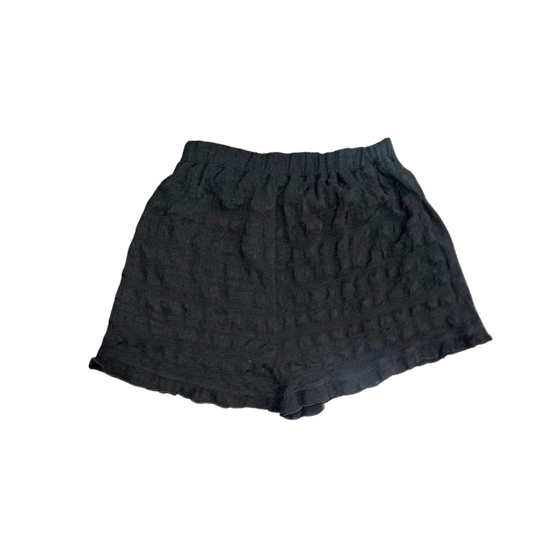 Papermoon Shorts Elastic Waist Black Polyester Ruffle Hem Size Medium