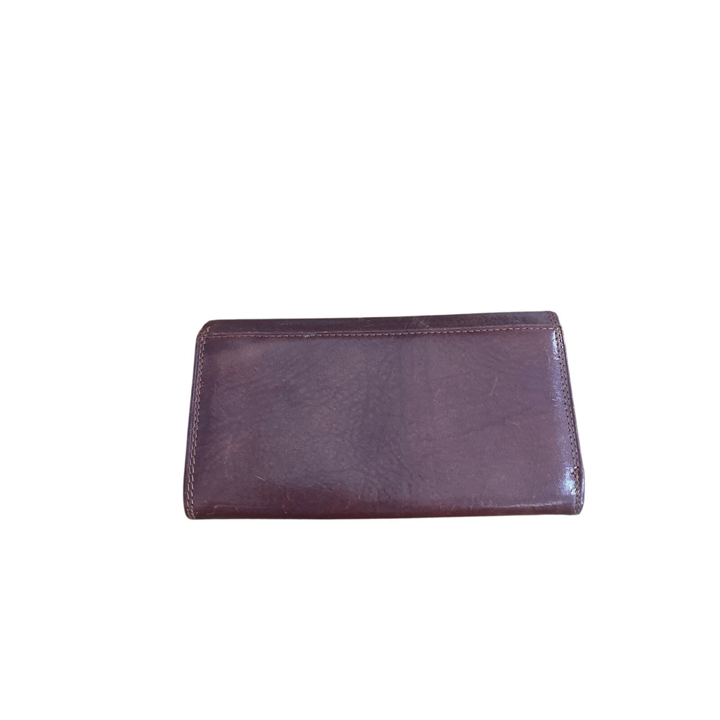 Italian Leather Genuine Leather Brown Bi Fold Wallet Clutch Classic Chic