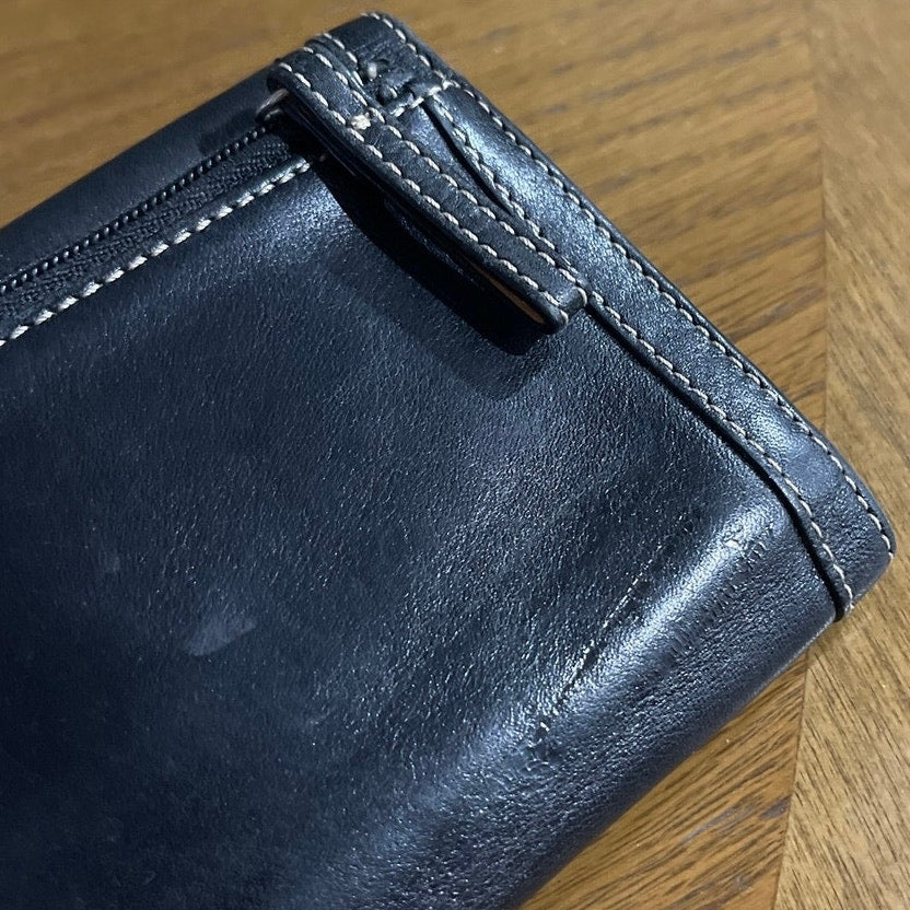 Coach Vintage Soho Black Leather Trifold Buckle Wallet Y2K Accessory