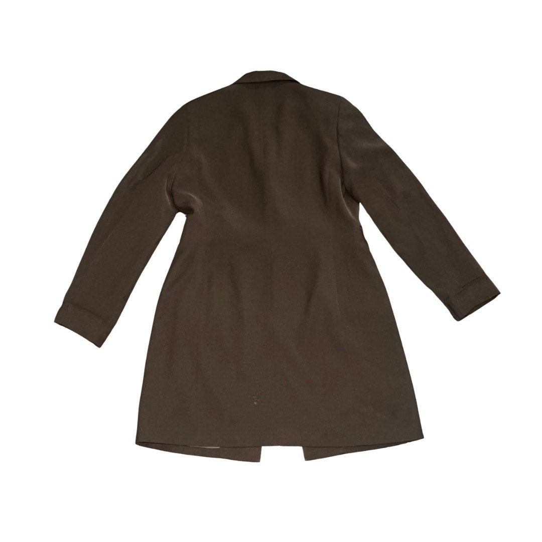 Apostrophe Long one button brown Blazer Size 6 Jacket Lined Career Professional