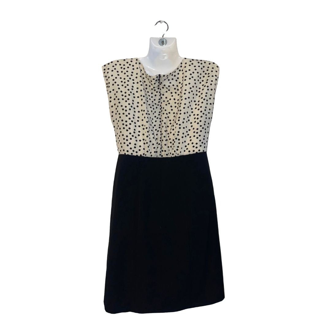 ALYX Black White Polka Dot Sleeveless Dress Bow Size 8P Rockabilly Classy Chic