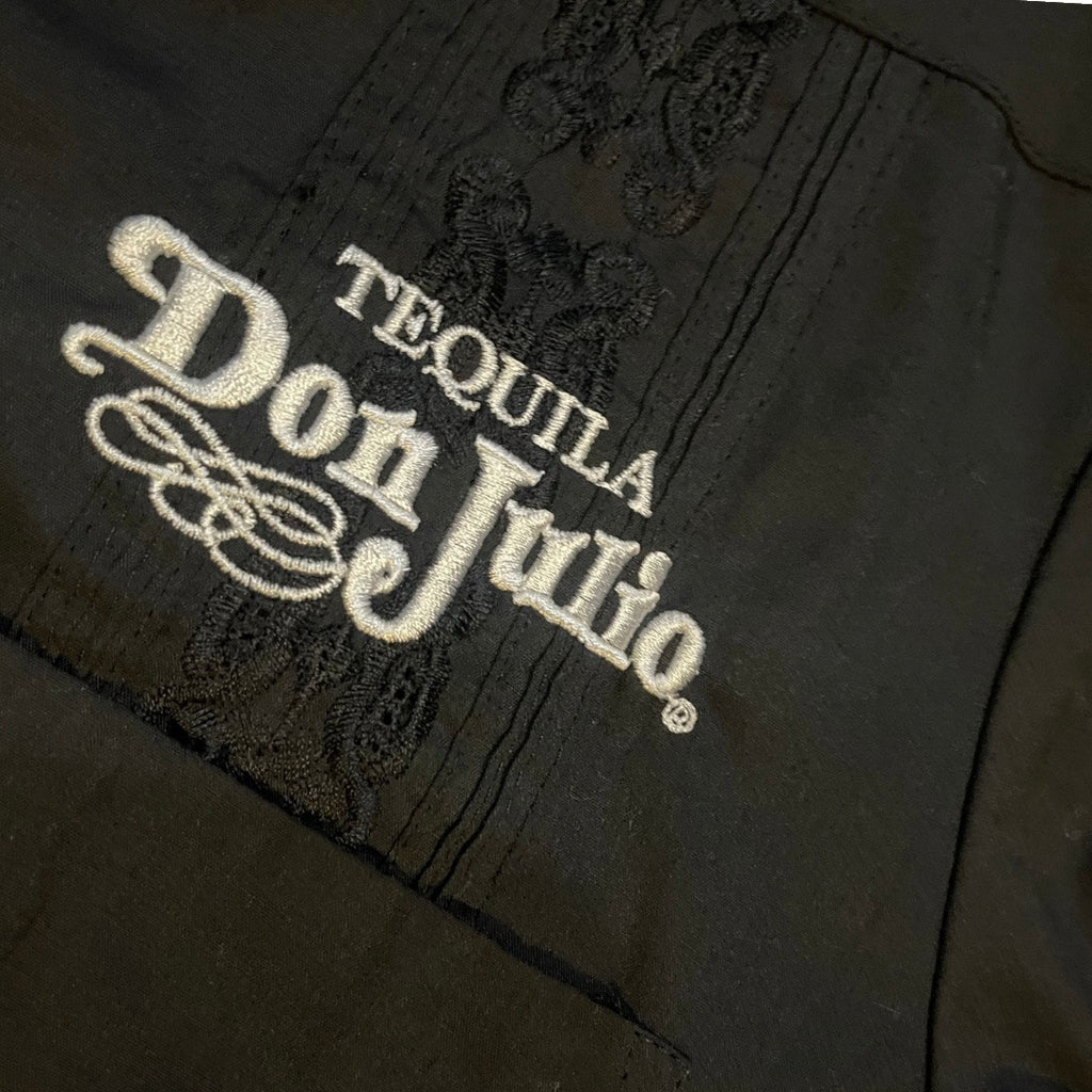 Don Julio Tequila Guayabera Short Sleeve Black Button Up Shirt Size Large Mexico