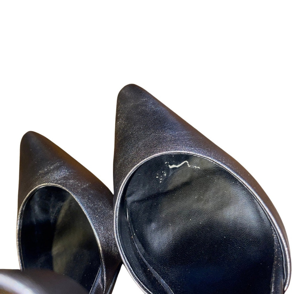 DKNY Belka Pointed Toe Pump Metallic Pewter Size 8 Ankle Strap 3.5 Stiletto Heel