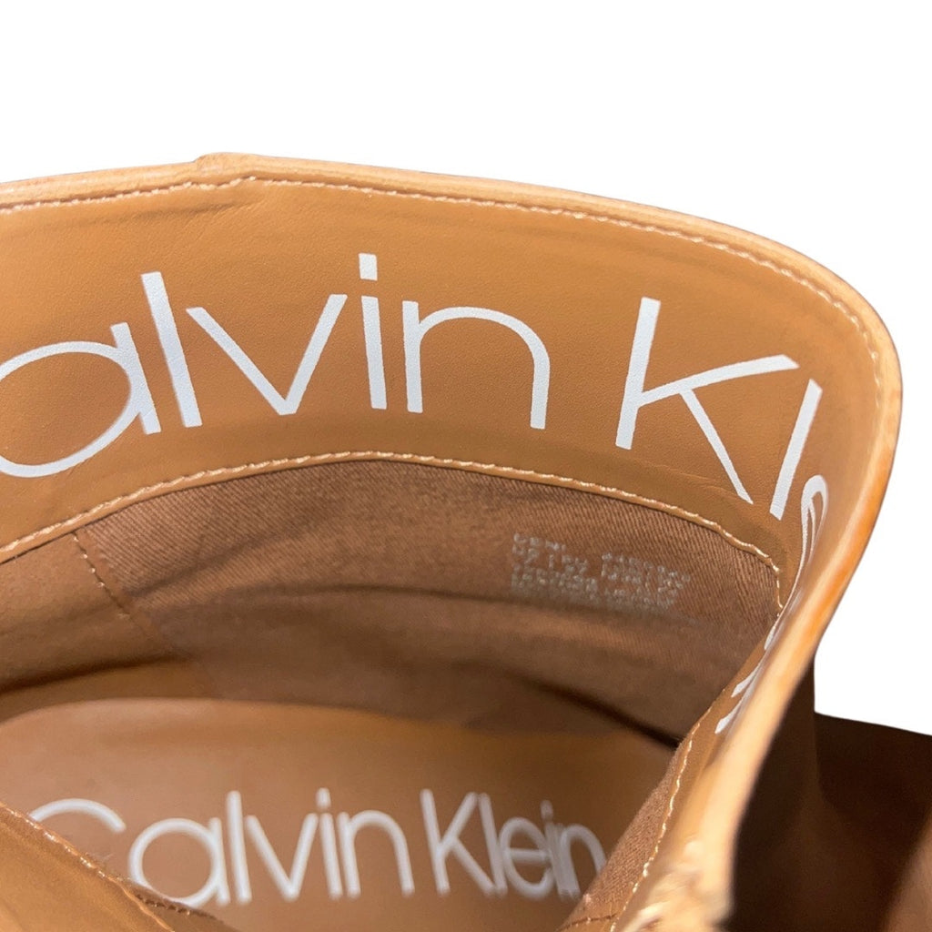 Calvin Klein Women's Deni Booties Ankle Boot Brown Leather Size 7