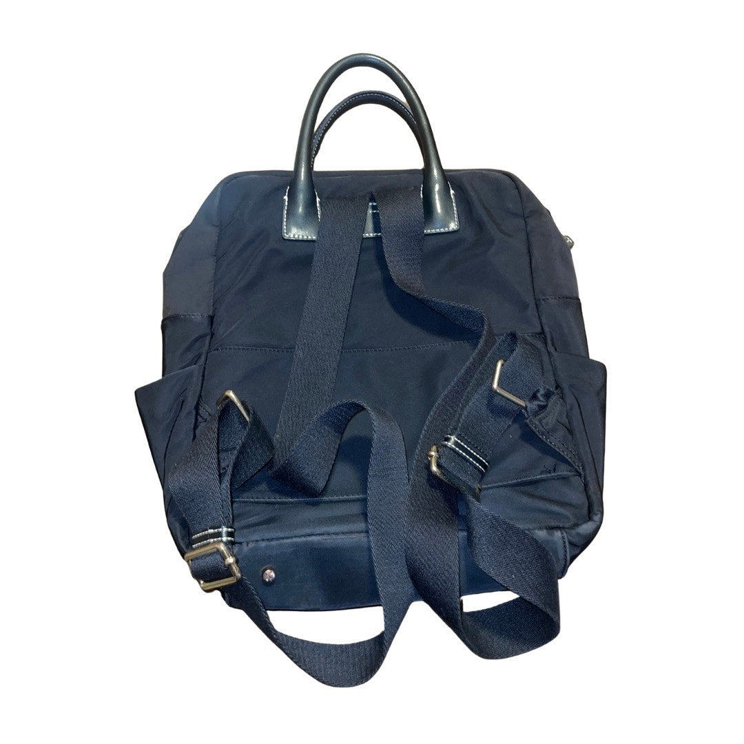 Frances Valentine Casey Nylon Backpack Bag Calf Leather Handles Striped Lining