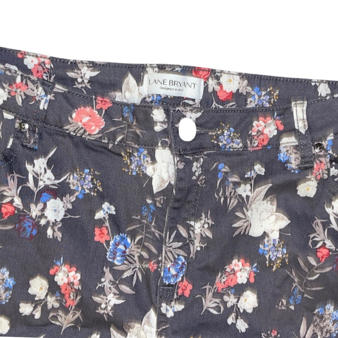 Lane Bryant Skinny Jeans Stretch Floral Print Design Pants Plus Size 24 R