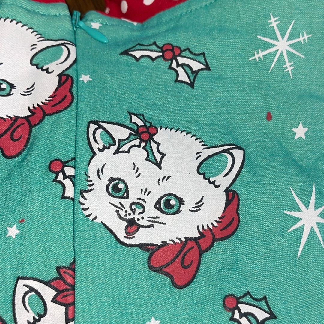 Sourpuss Retro Christmas Kitties Cat Peggy Dress Rockabilly Pinup 1950s inspired