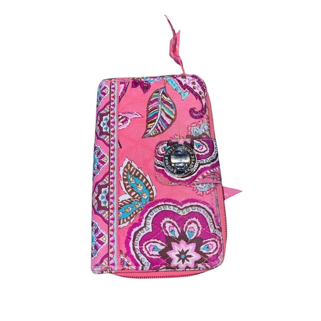Vera Bradley 8' Zip Wallet Pink Paisley Lock Wallet Floral Vintage  compartments