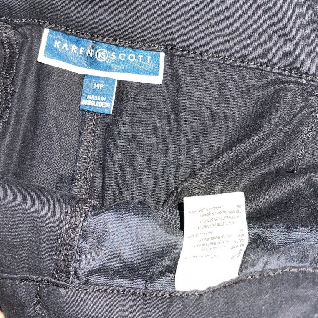 Karen Scott Cropped Capri Pants Straight Leg Relaxed Fit Size 14P Comfort Casual