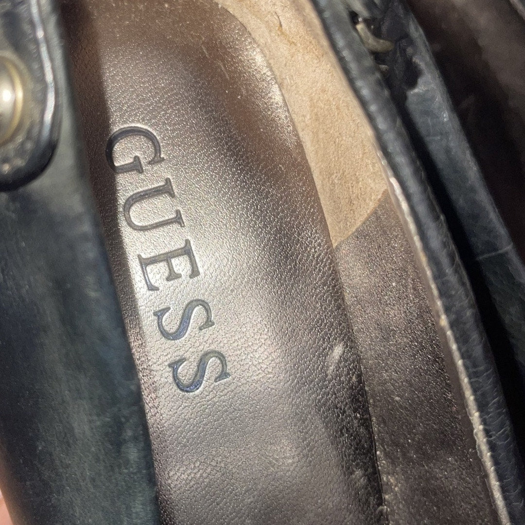 Guess Leather Pump Heels Platform Chain Designs Rockabilly Pinup Stiletto SZ 7