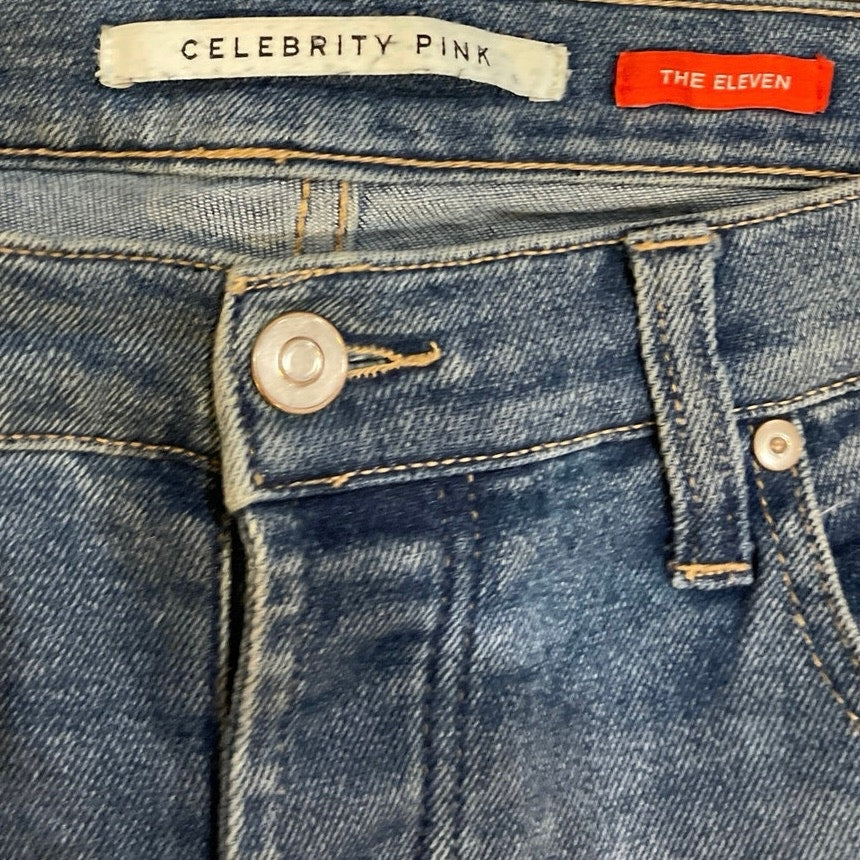 Celebrity Pink The Eleven Distressed Slim Straight Jeans SZ 11/30 80s inspired