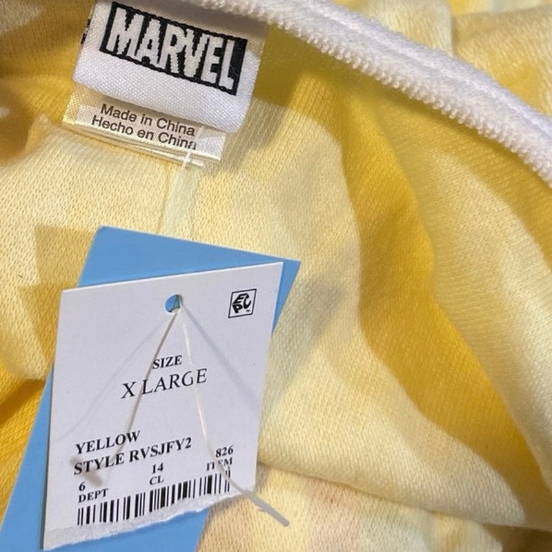 Marvel Graphic Captain America Yellow Terrycloth Romper Shorts SZ XL NWT Jumper