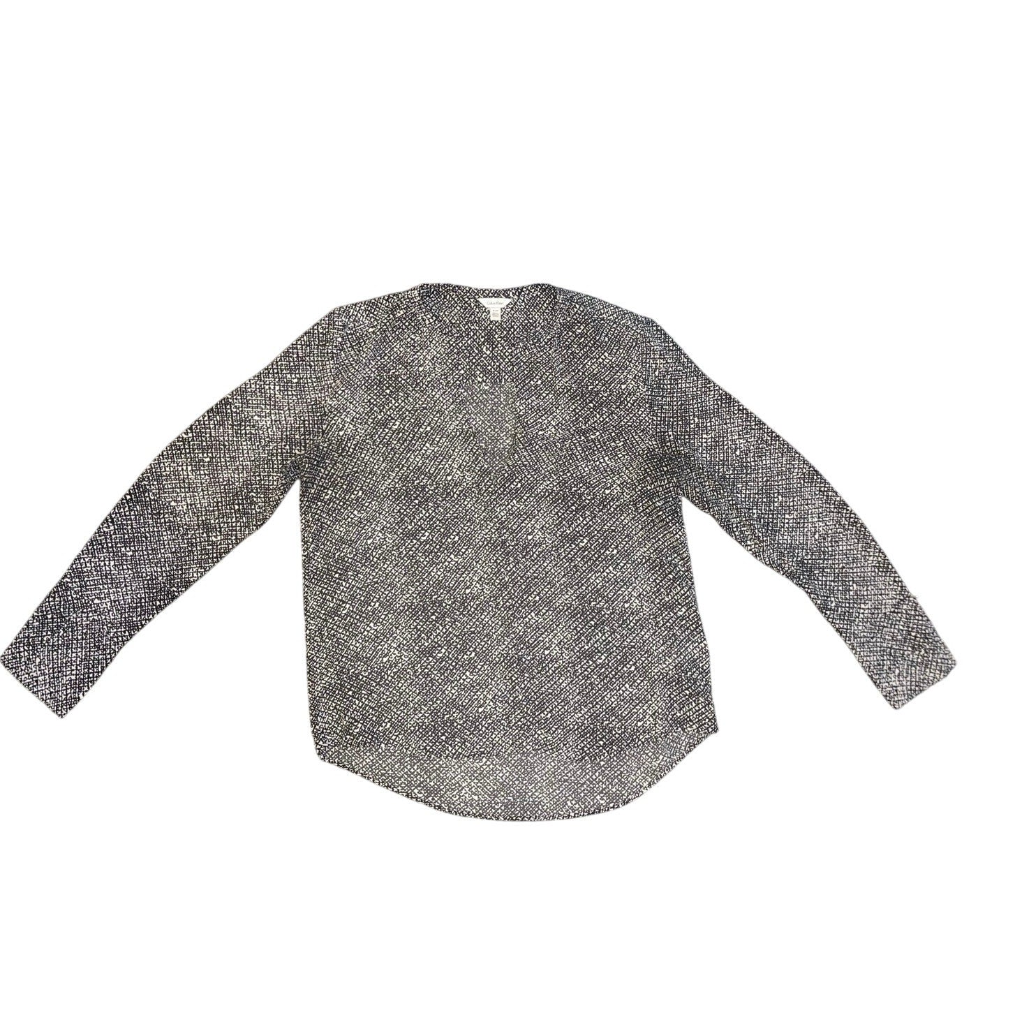 Calvin Klein  Blouse black and white print 1/4 button up
