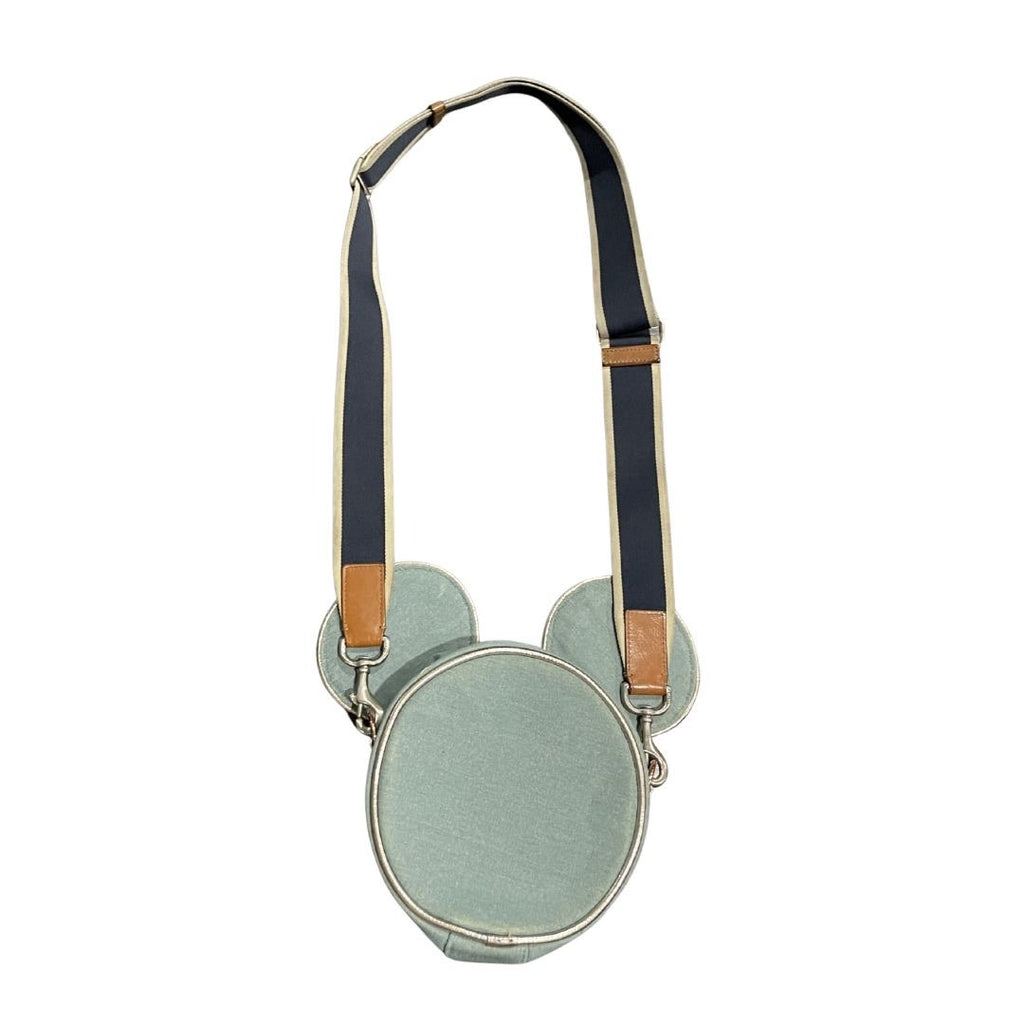 Disney Parks Denim Mickey Mouse Icon Quilted Pin Trading Crossbody Bag Purse