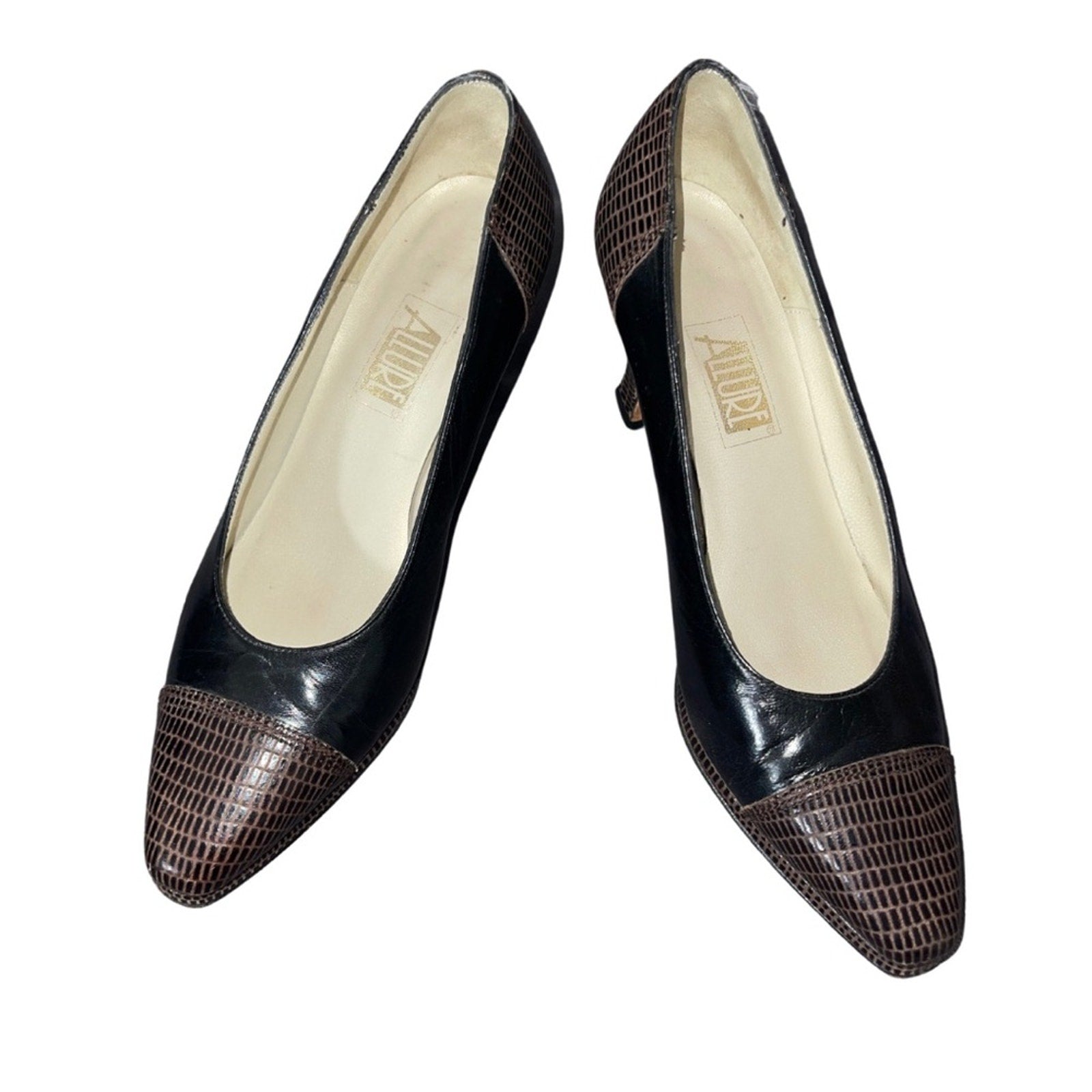 Vintage Allure heels pumps lizard like print