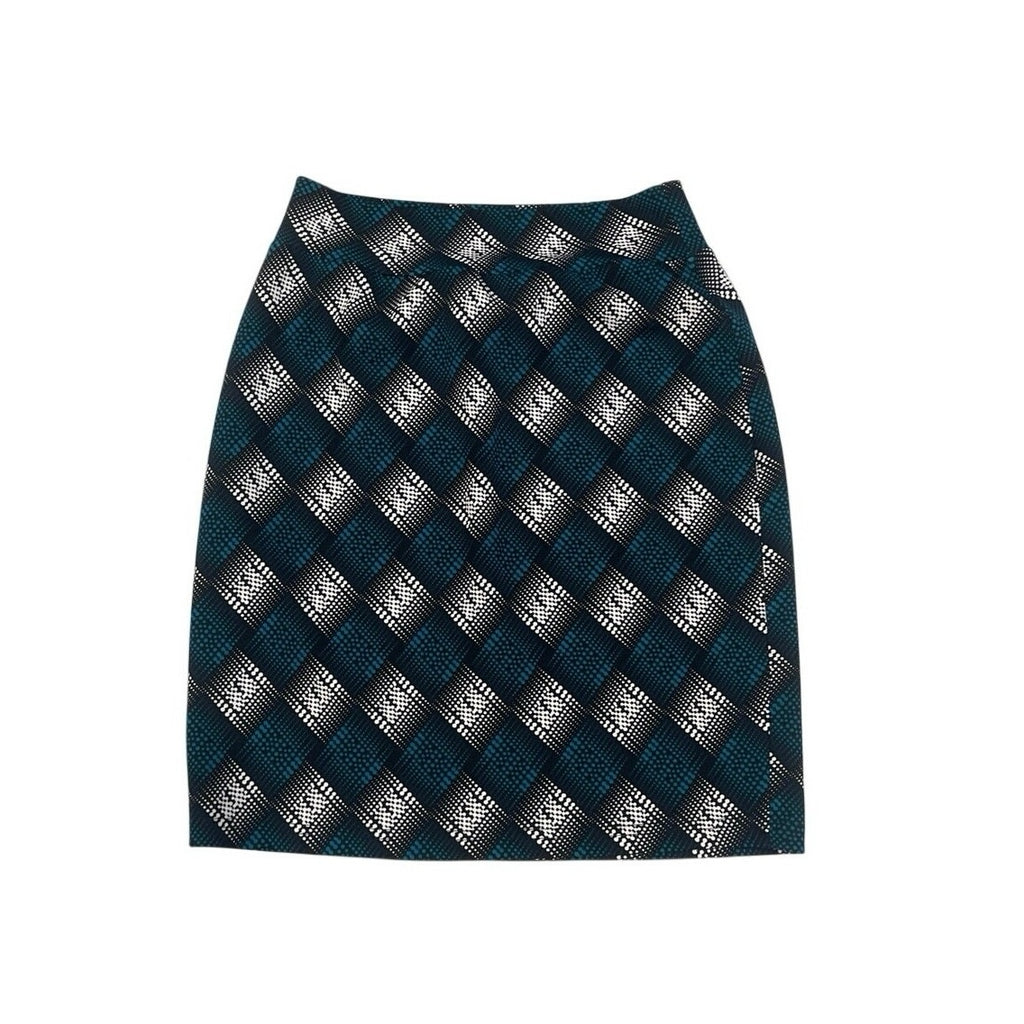 Vibrant Blue Geometric Pencil Sleek Skirt Size 2X Boho Whimsygoth Retro Groovy