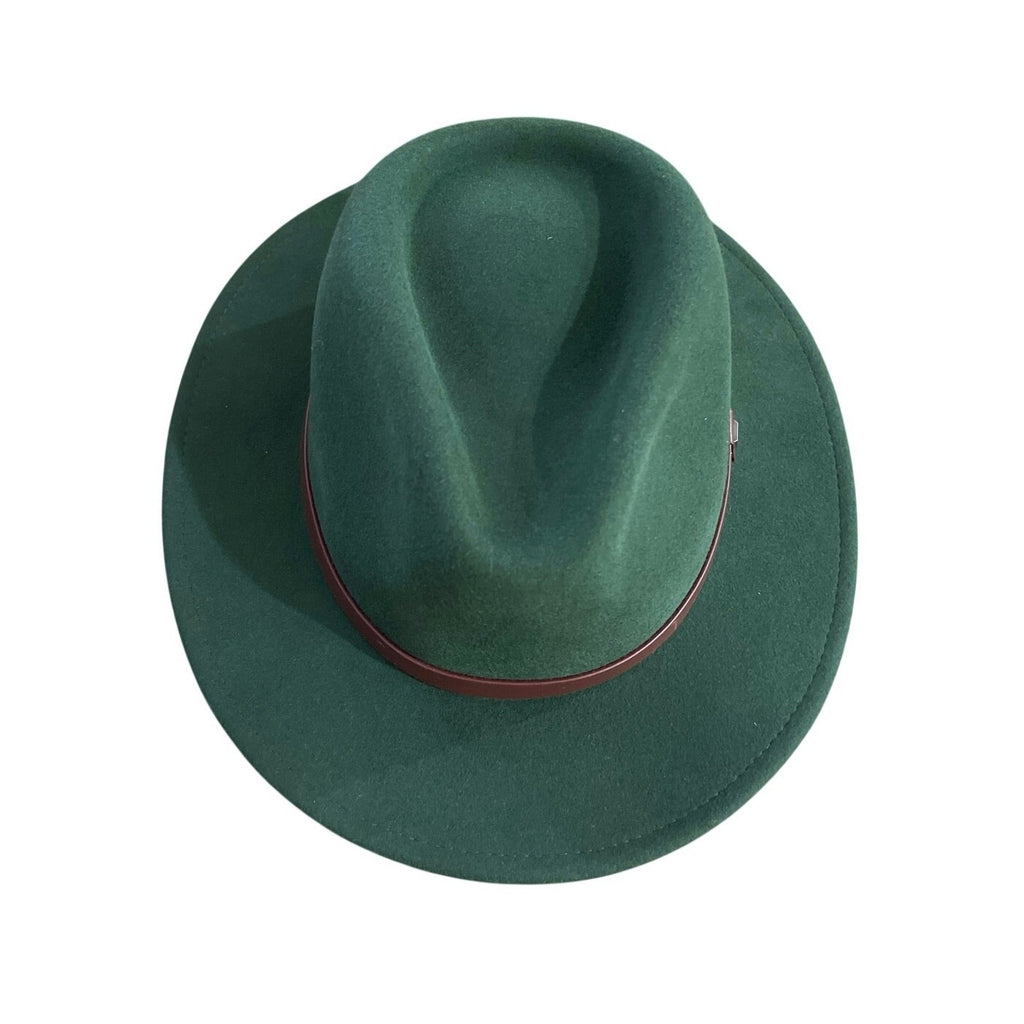 Brixton Messer Fedora Unisex Moss Felted Wool Hat Faux Leather Band SZ L NWT