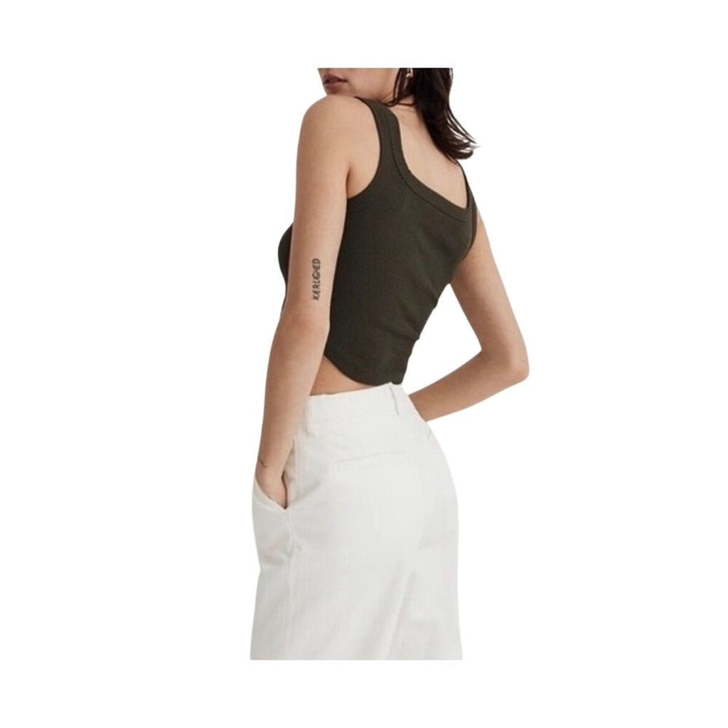 Madewell Tailored Crop Ribbed Square Neckline Tank Top SZ XS Flirty Girly Summer