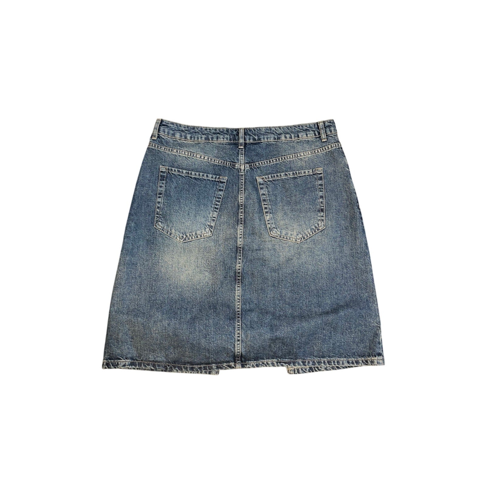 Topshop Denim Skirt Front Slit High Waisted Size 12