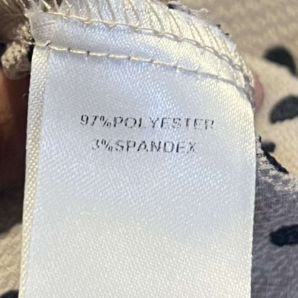 Papermoon Tan and Black Polka Dot Blouse Size Large Flutter Sleeves Chic Office