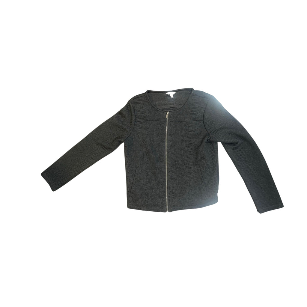 Calvin Klein Black Full Zip Cardigan Sweater Size Larger Preppy Career Office