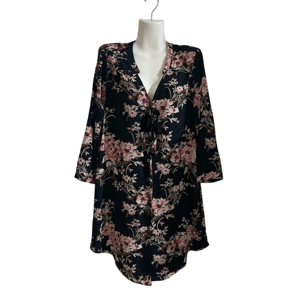 41 Hawthorn Long Sleeve Button Up Floral Shirt Dress Tie Waist M Botanical Boho
