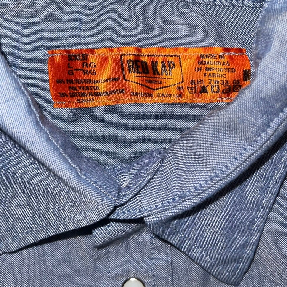 Red Kap Long Sleeve Shirt Blue Size Large 2 pocket uniform utility Workwear