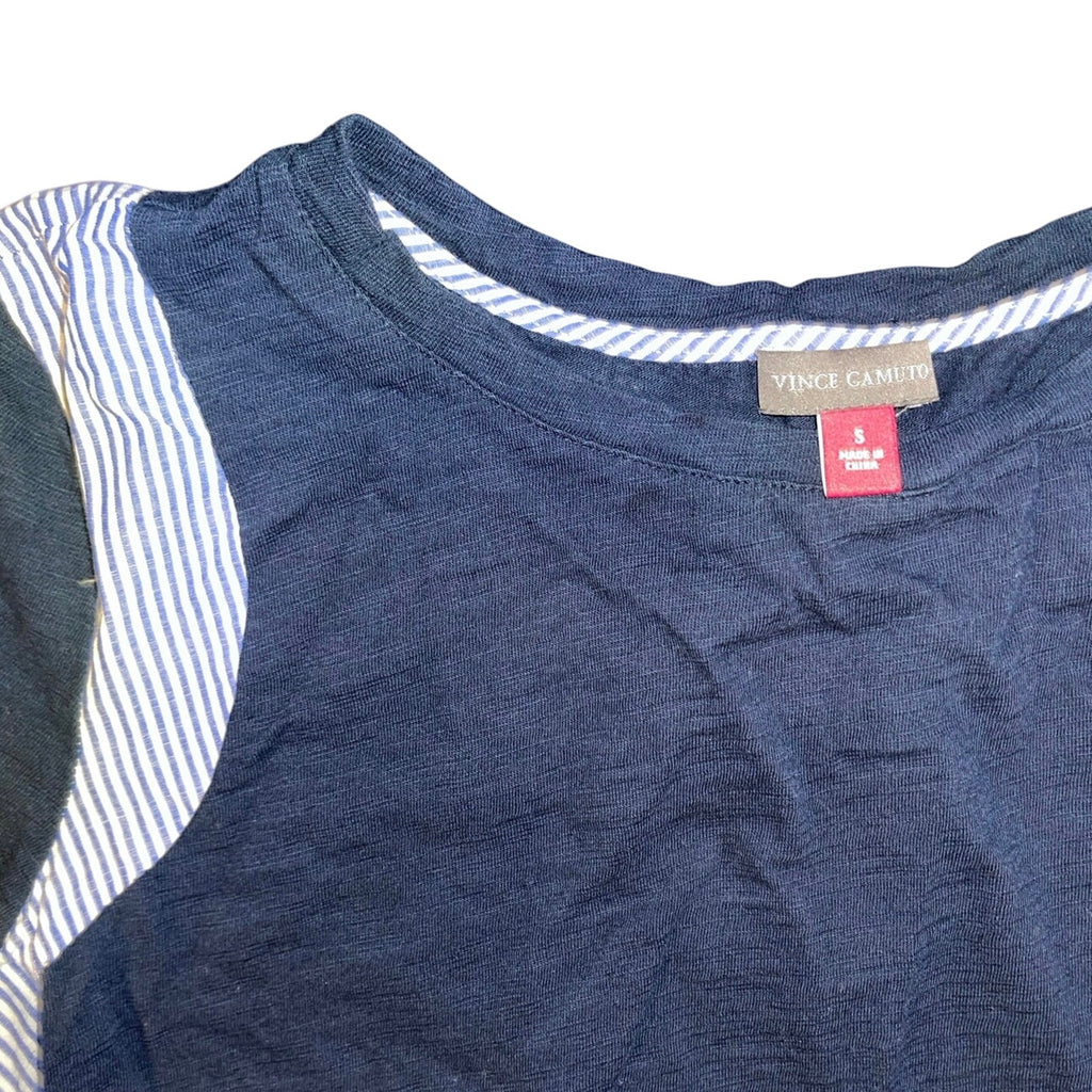 Vince Camuto Women's Striped Insert Top Blouse Shirt Size Small Preppy Nautical