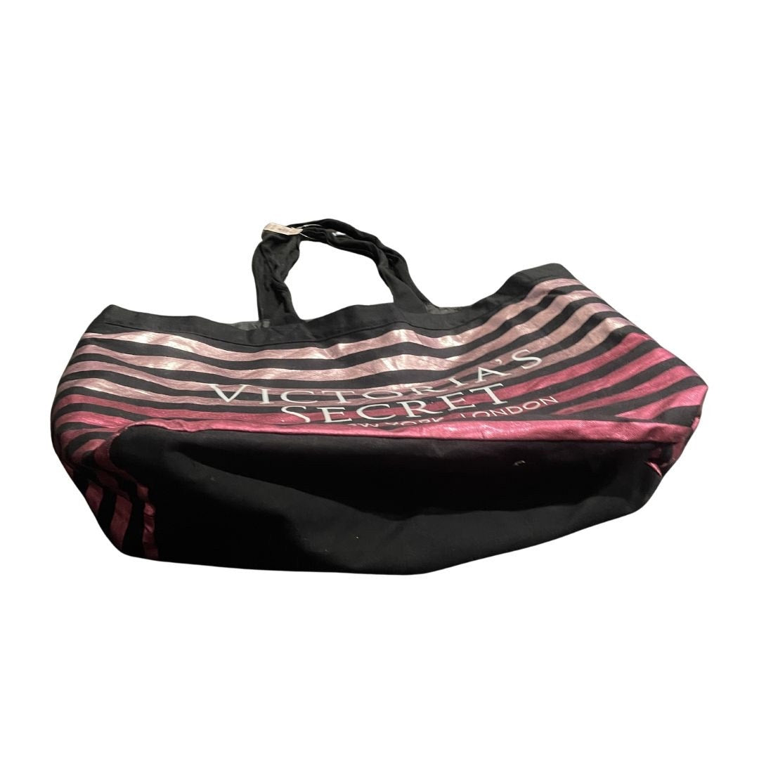 Victoria's Secret Metallic Striped Tote Bag Travel Weekender Carry All Y2K NWT