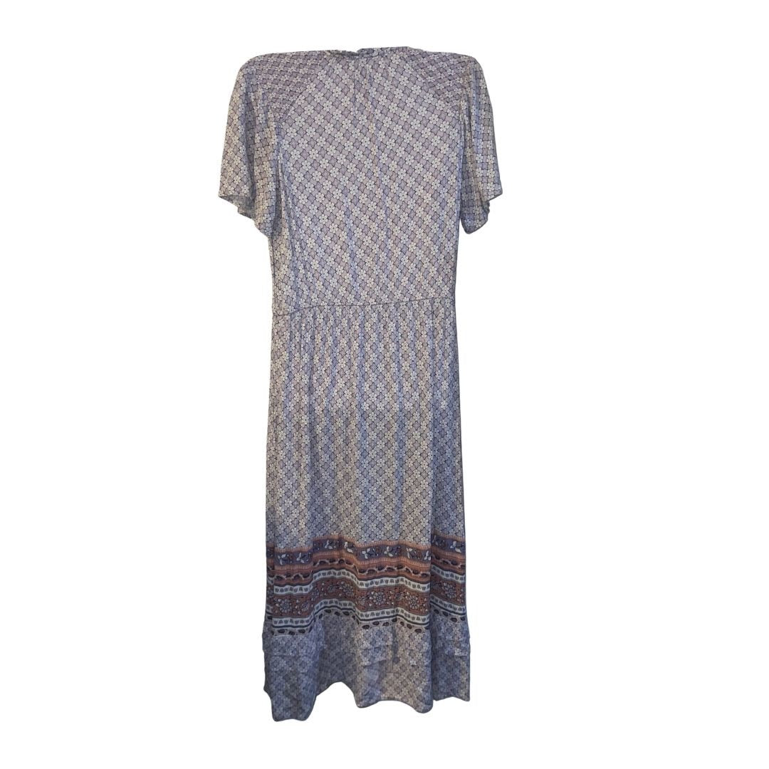 Knox Rose Lilac Flora Print Maxi Smoked Dres Size XS Bohemian Chic Artsy Summer