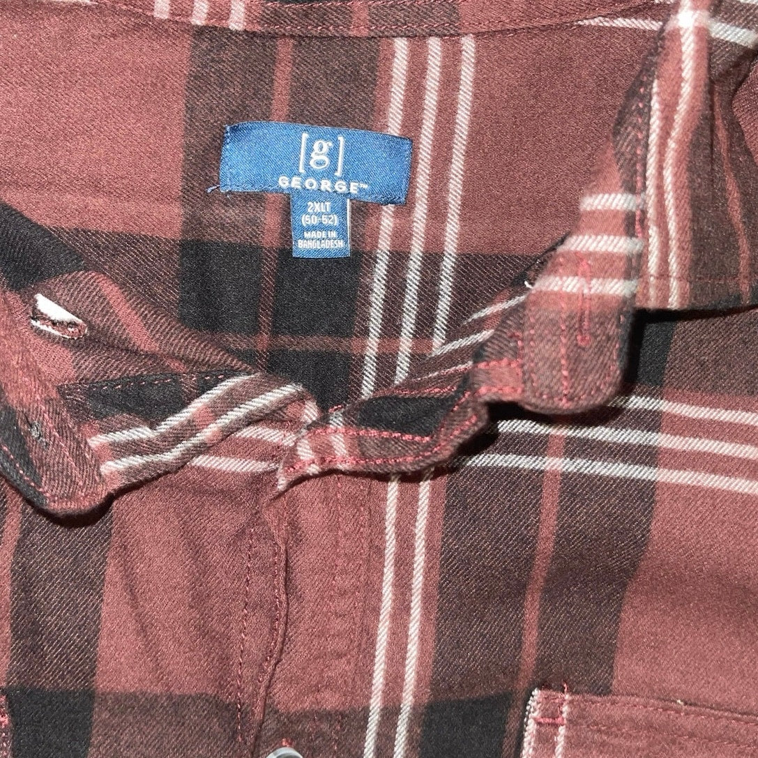George Plaid Collar Button up long-sleeve flannel Shirt (men)