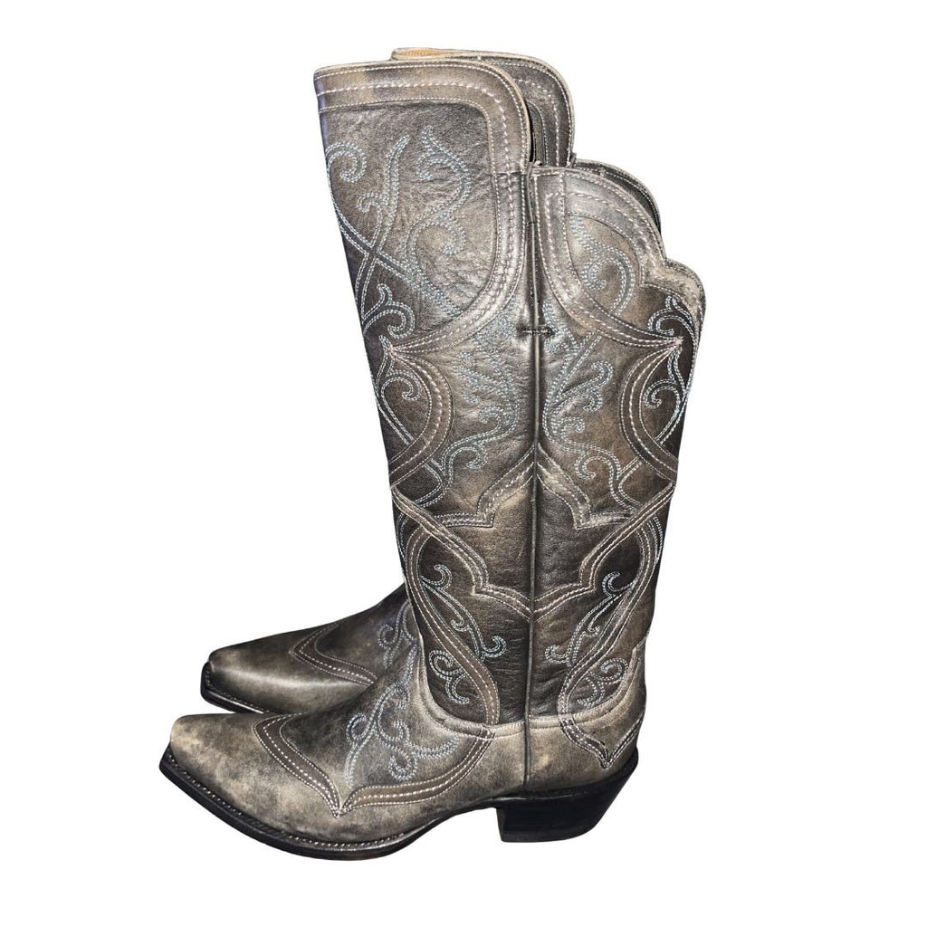 Lucchese Women's Black Tall Mosaic Cowboy Western Boots  SZ 7 NWOB Cowgirl