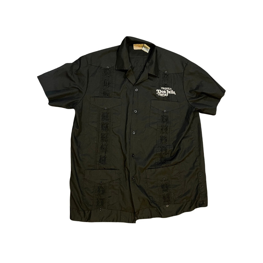 Don Julio Tequila Guayabera Short Sleeve Black Button Up Shirt Size Large Mexico
