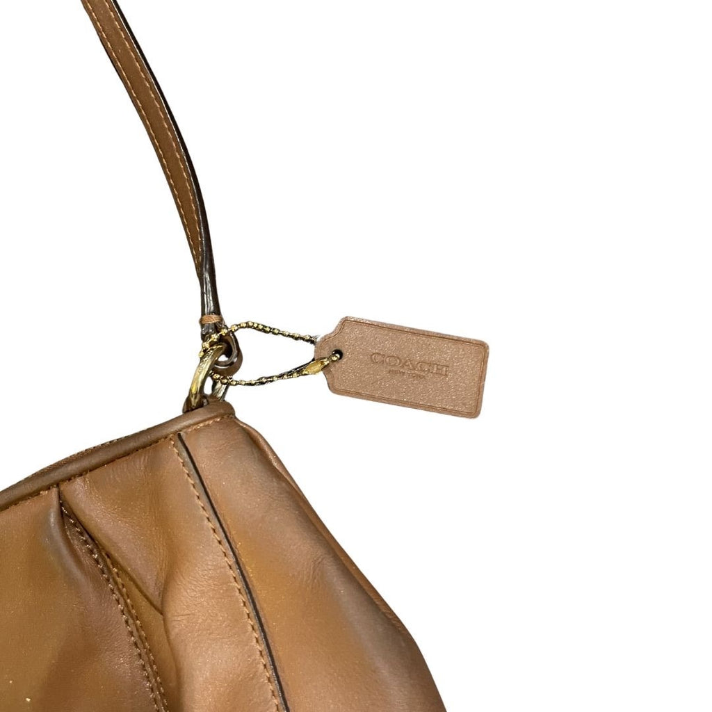 Coach Madison Pleated Leather Light Brown Crossbody Bag Style F52177 Y2K