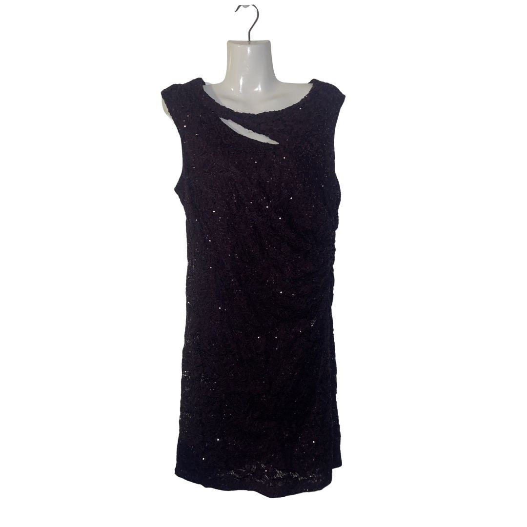 Scarlett Purple Sequin Ruched Dress Size 12 Special Occassion Wedding Eggplant