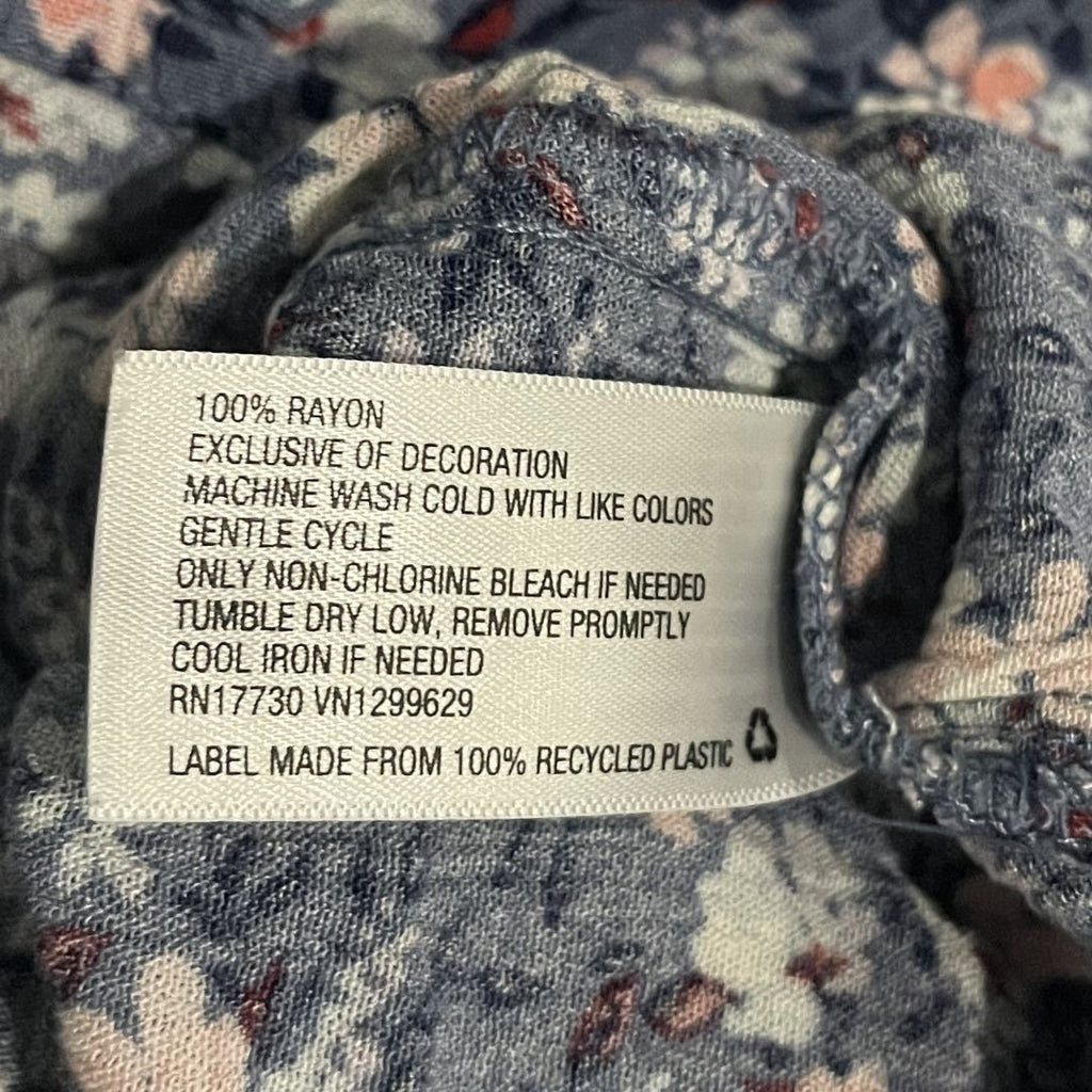 Knox Rose Blue Floral Tiered Mid Dress Size Medium Bohemian Artsy Casual