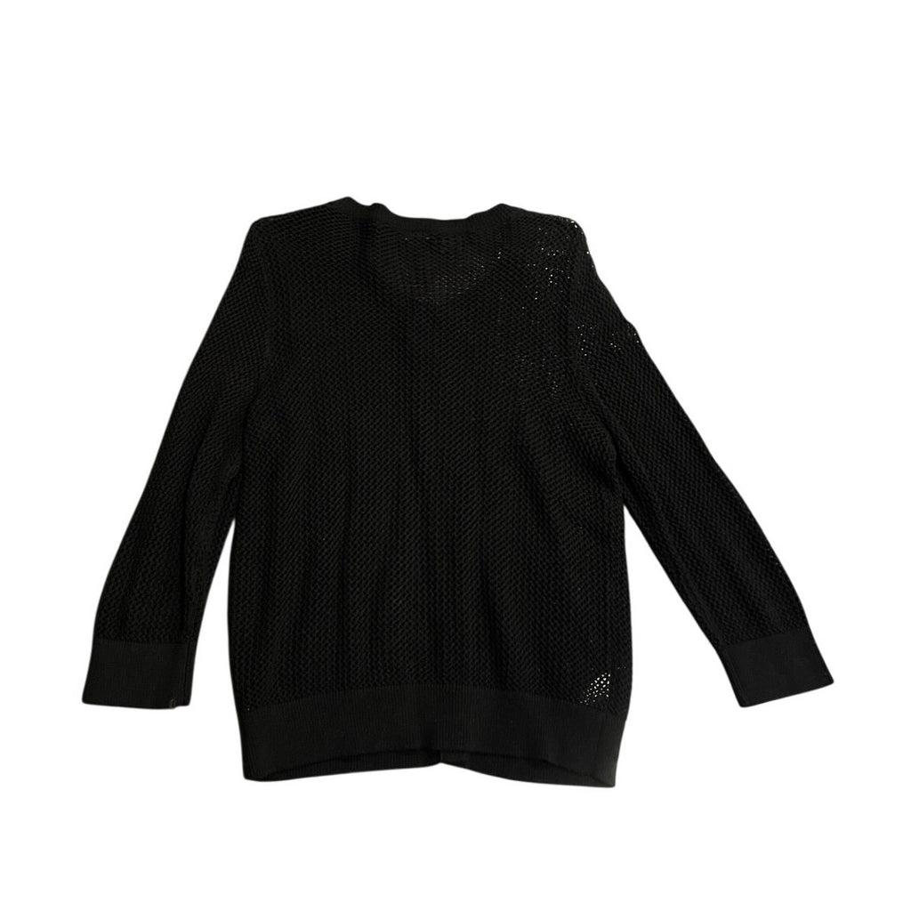 Ann Taylor Sheer Open Knit Mesh Button Up Cardigan Sweater Size Large Boho Chic