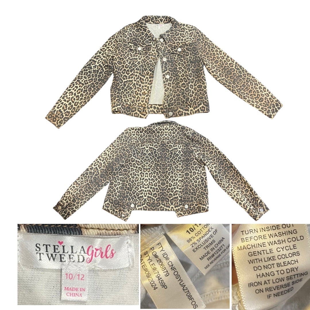 Youth Girl Cheetah Cropped Animal Cheetah Print Jacket Size 10/12 Kidscore