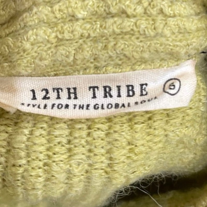 12th Tribe Chartreuse Terry Knit Shirt Jacket Shacket SZ S Bohemian Lagenlook