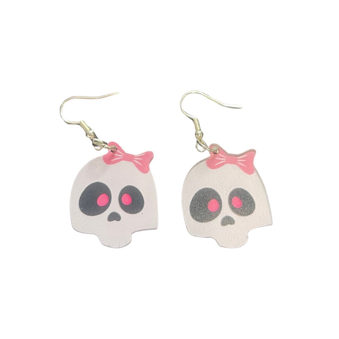 Skull bow earrings