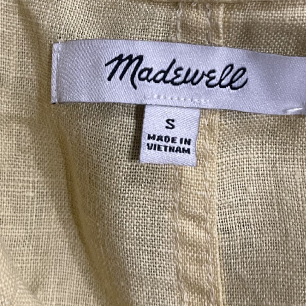 Madewell Boxy Fit 100% Linen Resort Crop Shirt Size Small Vacation Summer Casual
