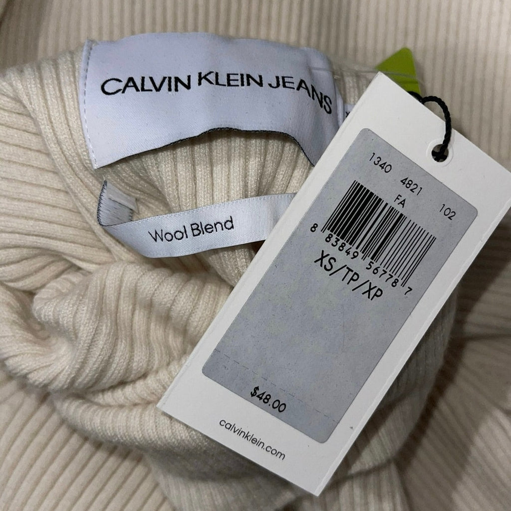 Calvin Klein Jeans Turtleneck Ribbed Knit Sweater Size XS Wool Blend Fall Winter