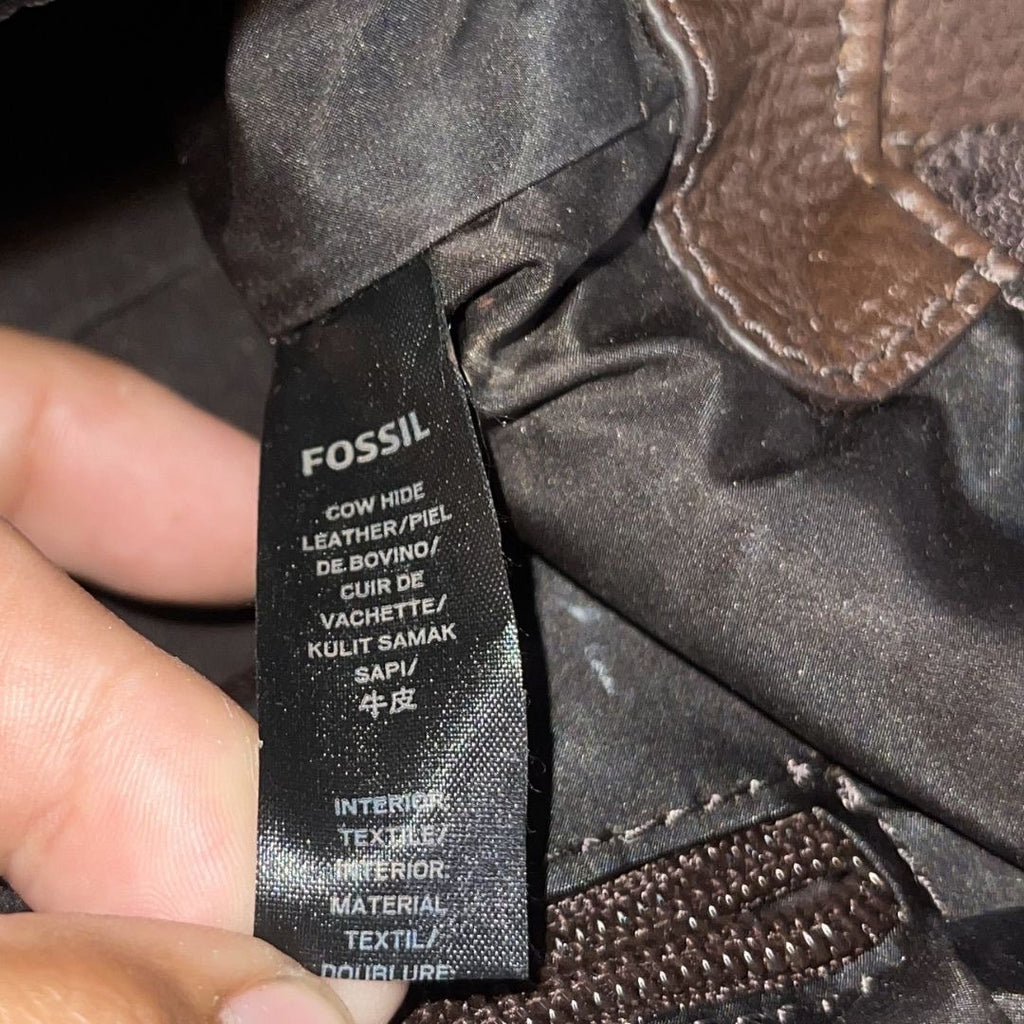 Fossil Pebbled Leather Toiletry Zip Bag Travel Vintage 90s Cosmetic Overnight