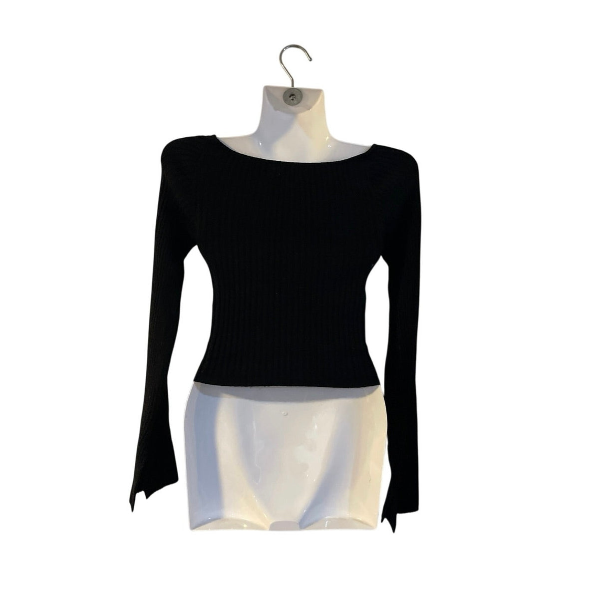 Urban Outfitters Black Sweetheart Neckline Long Sleeve Knit Bustier Top SZ S Y2K