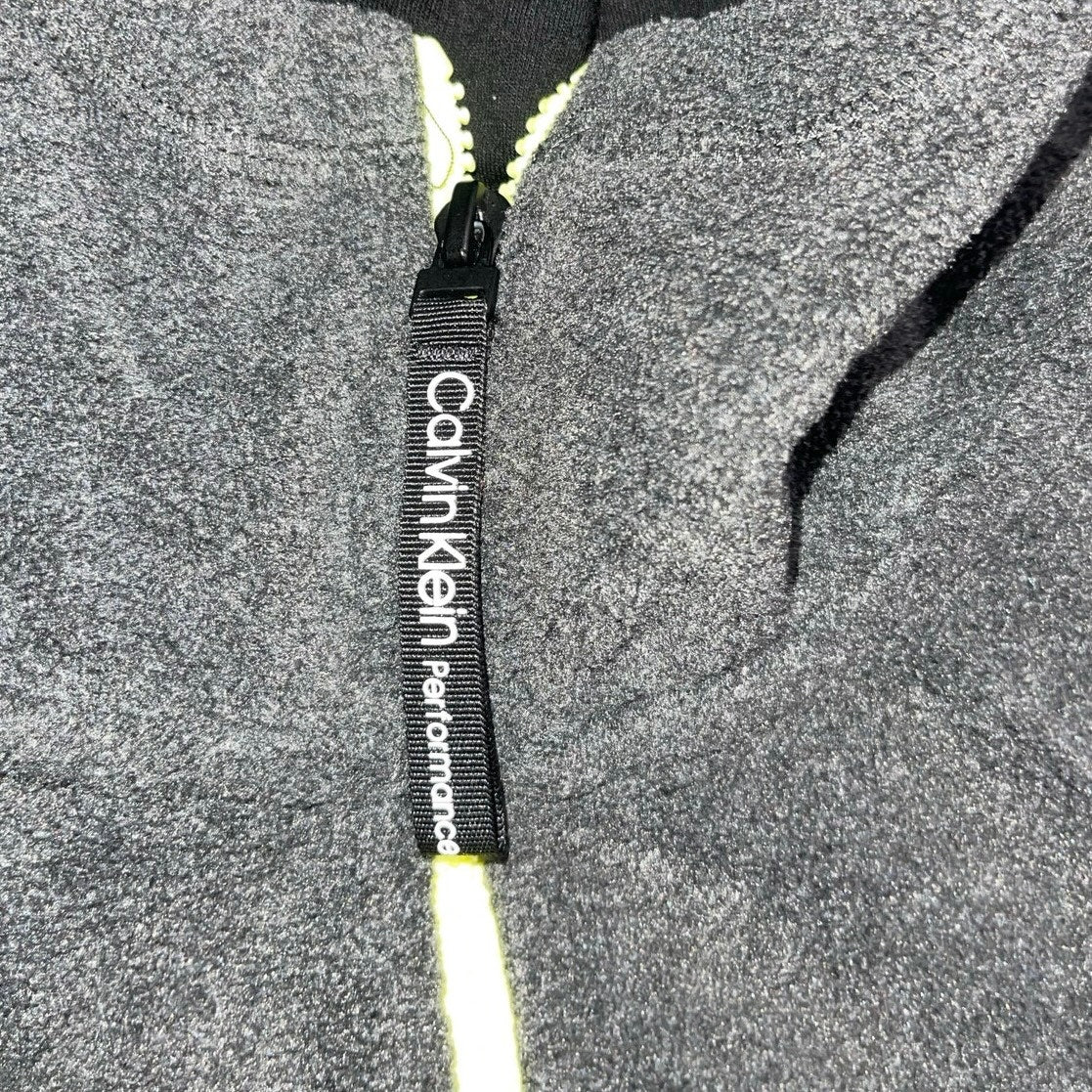 Calvin Klein Performance Fleece Hooded Zip up Mock Neck Jacket Gray Size XS